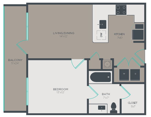 Floor Plan  A5 Floor Plan at Link Apartments&#xAE; Glenwood South, Raleigh