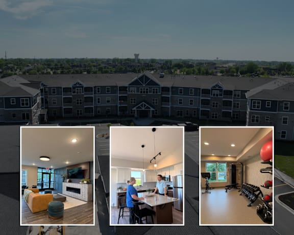 A collage of images showcasing a building project with an opening date of August 2026.