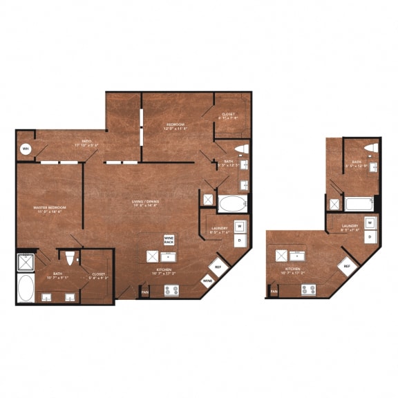 2 bed 2 bath B4 Floor Plan at Aviator West 7th, Texas, 76107
