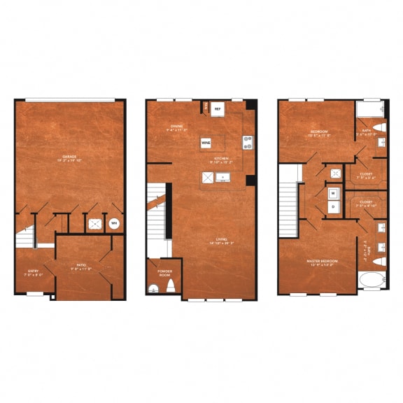 2 bed 2 bath TH2 Floor Plan at Aviator West 7th, Fort Worth, Texas
