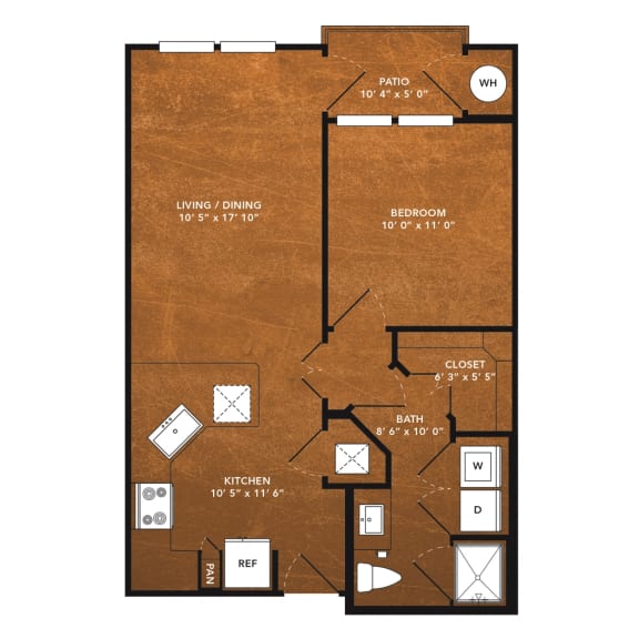 1 bed 1 bath A8 Floor Plan at Aviator West 7th, Fort Worth