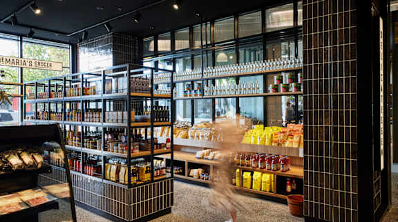 A grocery store with a variety of products on display.