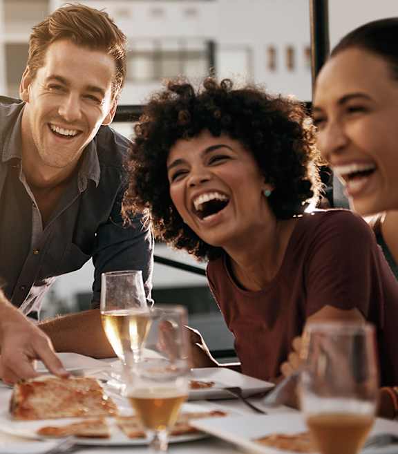friends having pizza