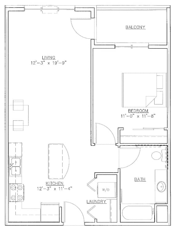 1 BR 720 sqft