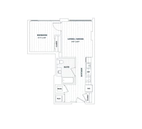  Floor Plan 1 Bedroom - 1 Bath | a02