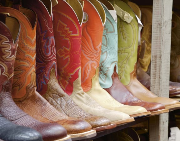 a row of cowboy boots