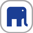 A blue elephant icon inside a rounded square.