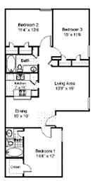 3 Bedroom 2 bathroom Floorplan at Parks on the Green, Temple, Texas