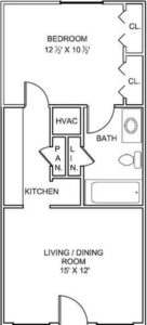 Floor Plan  1 Bedroom 1 Bath Open