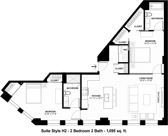 Suite Style H2 at The Terminal Tower Residences Apartments, Cleveland, Ohio