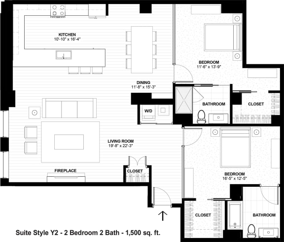 Suite Style Y2 at The Terminal Tower Residences Apartments, Cleveland, OH, 44113