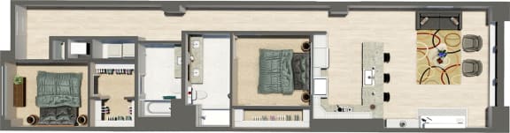 Suite Style 14 - 2 Bedrooms 2 Baths at Residences at Halle, Ohio, 44113