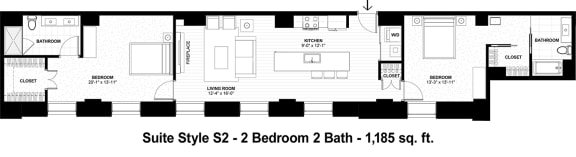 Floor Plan  Suite Style S2 at The Terminal Tower Residences Apartments, Cleveland, OH