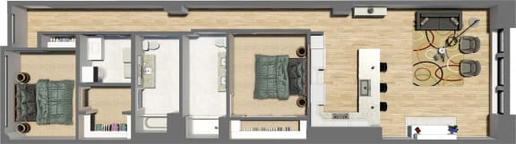 Suite Style 12 - 2 Bedrooms 2 Baths at Residences at Halle, Cleveland, 44113