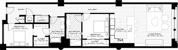 Suite Style 14 - 2Bed_2Bath at Residences at Halle, Cleveland, OH, 44113