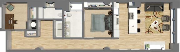 Suite Style 04 - 1 Bedroom 1.5 Baths with Den at Residences at Halle, Cleveland, OH, 44113
