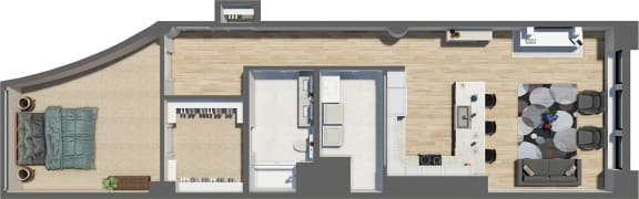Suite Style 18 - 1 Bedroom 1 Bath at Residences at Halle, Cleveland, OH, 44113