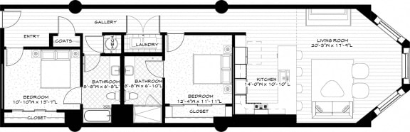 Suite Style 21 -2Bed_2Bath at Residences at Halle, Cleveland, OH, 44113
