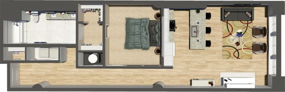 Suite Style 02 - 1 Bedroom 1 Bath at Residences at Halle, Cleveland, Ohio
