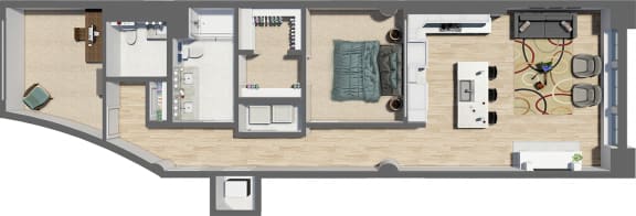 Suite Style 06 - 1 Bedroom 1.5 Baths with Den at Residences at Halle, Cleveland