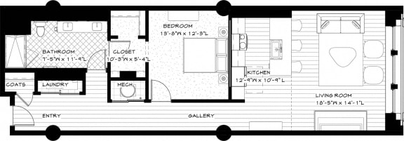 Suite Style 02 -1Bed_1Bath at Residences at Halle, Cleveland
