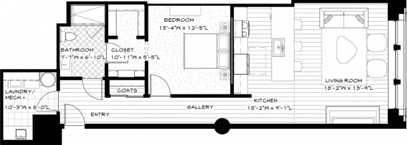 Suite Style 09 - 1Bed_1Bath Suite Style 09 - 1Bed_1Bath at Residences at Halle, Cleveland