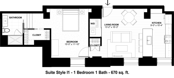 Suite Style I1 at The Terminal Tower Residences Apartments, Cleveland