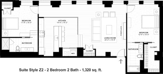 Suite Style Z2 at The Terminal Tower Residences Apartments, Cleveland, OH