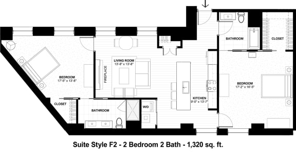 Floor Plan  Suite Style F2 at The Terminal Tower Residences Apartments, Cleveland, OH