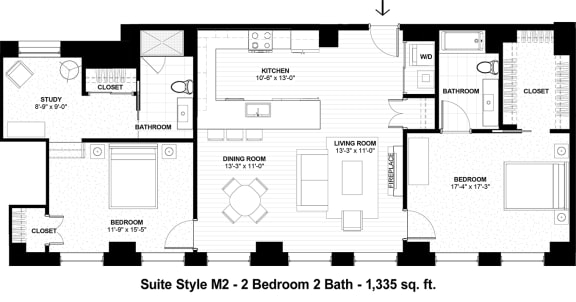 Suite Style M2 Suite Style M2 at The Terminal Tower Residences Apartments, Cleveland, 44113