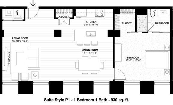 Suite Style P1 Suite Style P1 at The Terminal Tower Residences Apartments, Cleveland
