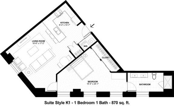 Suite Style K1 at The Terminal Tower Residences Apartments, Ohio, 44113