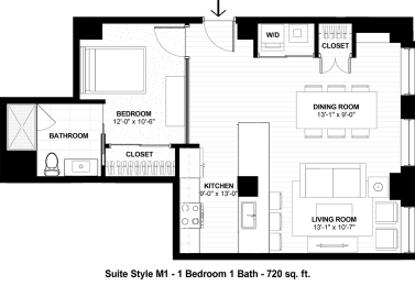 Suite Style M1 at The Terminal Tower Residences Apartments, Cleveland, OH