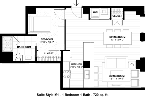 Suite Style M1 at The Terminal Tower Residences, Cleveland, OH