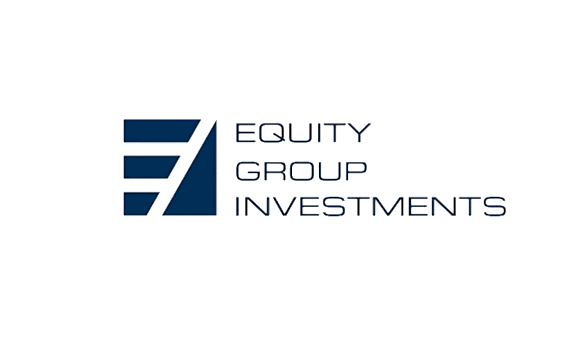a logo for entity group investments on a black background