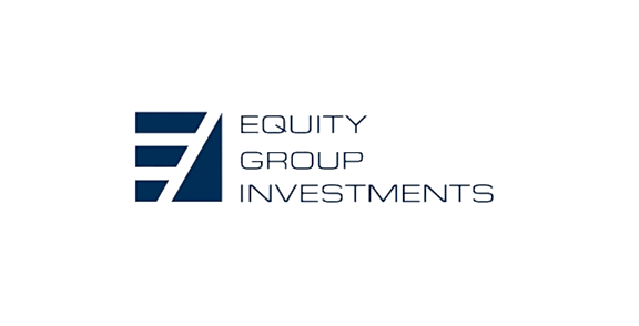 a logo for entity group investments on a black background