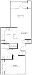 Eagle Ridge One Bedroom Floor Plan at Eagle Ridge Apartment Homes, Traverse City, MI 49685