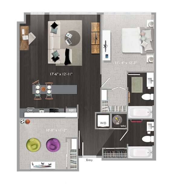 Floor Plan  2 bed 2 bath C9 ADU - 1008 SQ FT at The Edison at Union Market, Washington, DC
