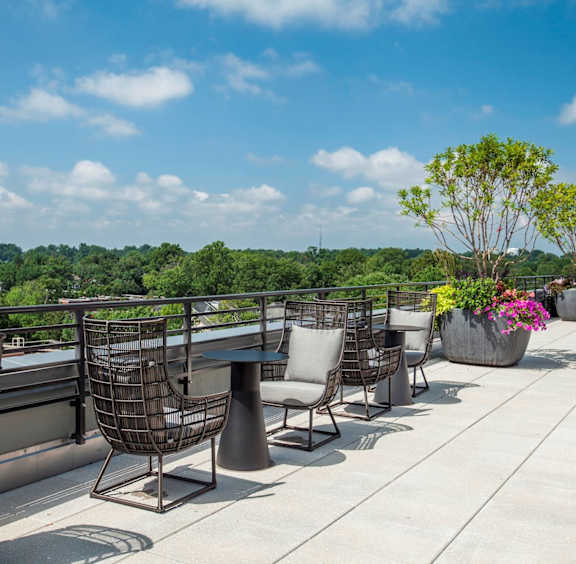 Roogtop with seating area at The Brody, Bethesda, Maryland
