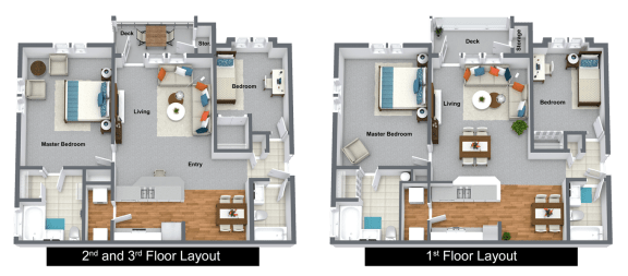 2 Bedroom Floor Plan at Quadrangle 2 Apartments, Washington, 99208