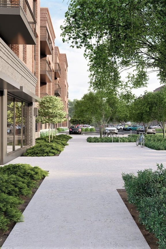 walking path at ORRIS Apartments, Rocky River, Ohio