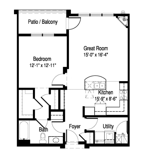 D1 Floor Plan at Poplar Creek Apartments, Brookfield, WI