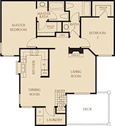 Eucalyptus - 2 Bedroom 2 Bath Floor Plan Layout - 1084 Square Feet at Westlake Canyon, Thousand Oaks, CA 91362