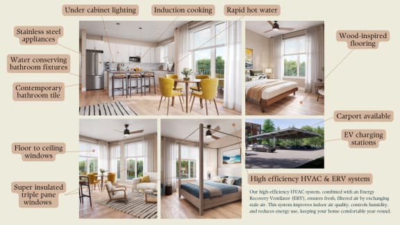 a collage of photos of different rooms and spaces in a home