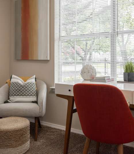 Cozy bedroom at Riverset Apartments in Memphis, TN