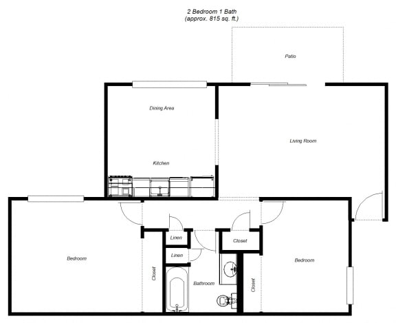 Floor Plan  2 Bedroom floor plan for Sunnyvale Apartments
