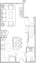 616 at the village two bedroom floor plan