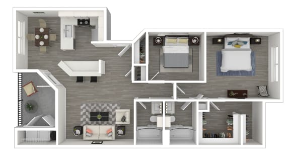 3D 2x2 Legacy  Presidio Floorplan Furnished
