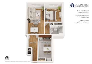  Floor Plan One Bedroom w/ Eat In Kitchen