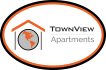 the logo for town view apartments with the logo of the city